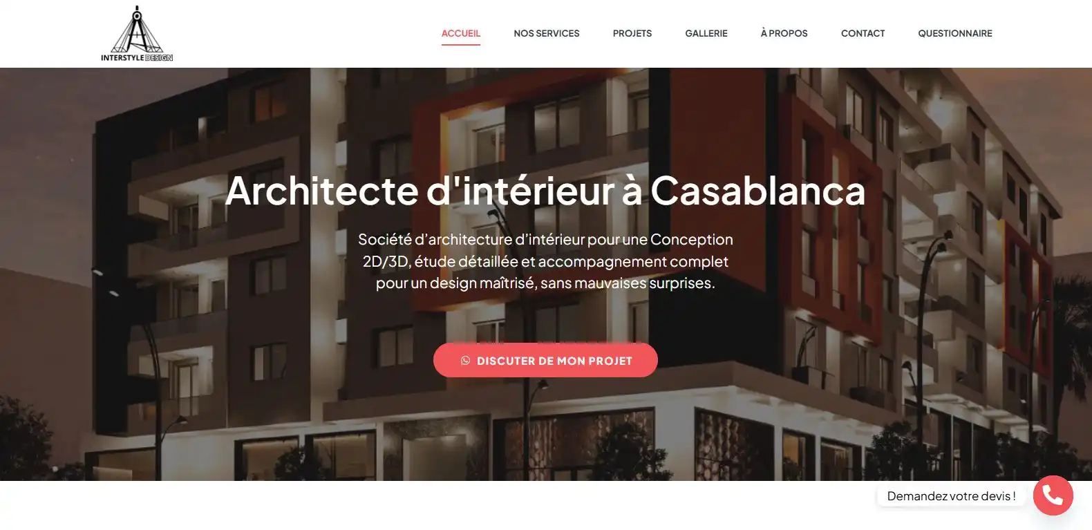 Projet création site web Interstyle