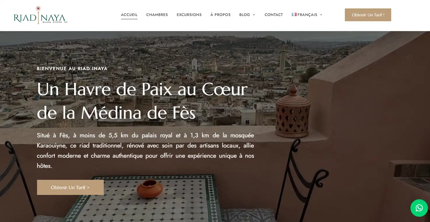 Création site web multilingue pour Riad Inaya Fez